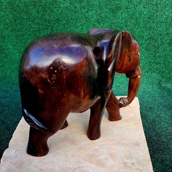 Handcrafted Elephant Wood Decorative Artisan 6"x6" Heavy 2lbs - Picture 3 of 14